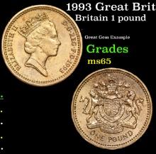 1993 Great Britain 1 Pound KM# 964 Grades GEM Unc