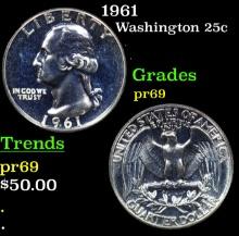 Proof 1961 Washington Quarter 25c Grades GEM++ Proof