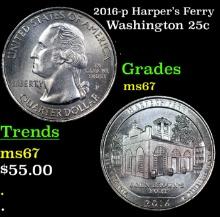 2016-p Harper's Ferry Washington Quarter 25c Grades GEM++ Unc