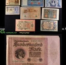 Group of 9 Early 1900's Russioan Hyperinflation Notes