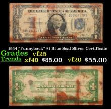 1934 $1 Blue Seal Silver Certificate Grades vf+
