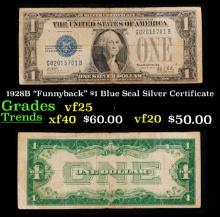 1928B $1 Blue Seal Silver Certificate Grades vf+