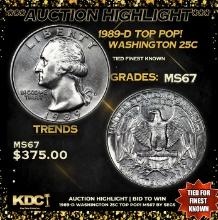 1989-d Washington Quarter TOP POP! 25c Graded ms67 By SEGS