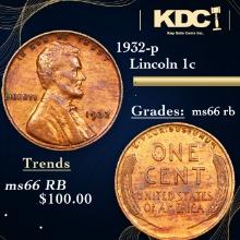 1932-p Lincoln Cent 1c Grades GEM+ Unc RB