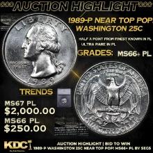 ***Auction Highlight*** 1989-p Washington Quarter Near Top Pop! 25c Graded ms66+ PL By SEGS (fc)