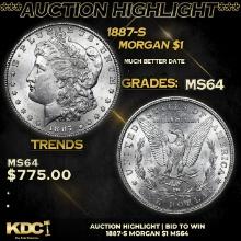 ***Auction Highlight*** 1887-s Morgan Dollar $1 Grades Choice Unc (fc)