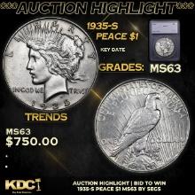 ***Auction Highlight*** 1935-s Peace Dollar 1 Graded ms63 BY SEGS (fc)