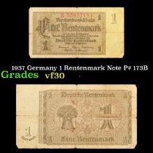 1937 Germany 1 Rentenmark Note P# 173B Grades vf++