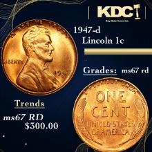 1947-d Lincoln Cent 1c Grades GEM++ Unc RD