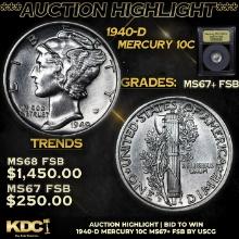 ***Auction Highlight*** 1940-d Mercury Dime 10c Graded GEM++ FSB By USCG (fc)