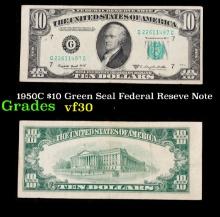 1950C $10 Green Seal Federal Reseve Note Grades vf++