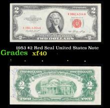 1953 $2 Red Seal United States Note Grades xf