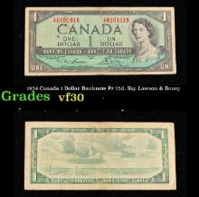 1954 Canada 1 Dollar Banknote P# 75d, Sig. Lawson & Bouey Grades vf++