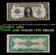 1923 Speelman/White $1 large size Blue Seal Silver Certificate Grades vf+