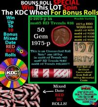 INSANITY The CRAZY Penny Wheel 1000s won so far, WIN this 1975-p BU RED roll get 1-10 FREE