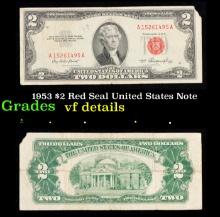 1953 $2 Red Seal United States Note Grades vf details