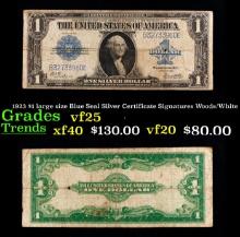 1923 Woods/White $1 large size Blue Seal Silver Certificate Grades vf+