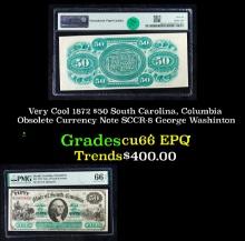 Very Cool 1872 $50 South Carolina, Columbia Obsolete Currency Note SCCR-8 George Washinton Graded cu