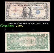 1957 $1 Blue Seal Silver Certificate Grades vf+