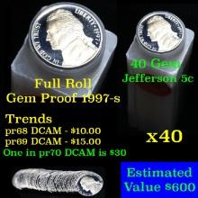 Gem Proof Roll 1997-s Jefferson nickel 5c, 40 pieces