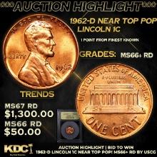 ***Auction Highlight*** 1962-d Lincoln Cent Near Top Pop! 1c Graded GEM++ RD By USCG (fc)