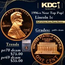 Proof 1996-s Lincoln Cent Near Top Pop! 1c Graded pr69+ dcam By SEGS