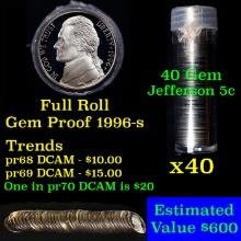 Gem Proof Roll 1996-s Jefferson nickel 5c, 40 pieces