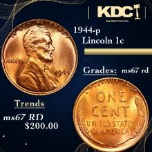 1944-p Lincoln Cent 1c Grades GEM++ Unc RD