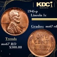 1945-p Lincoln Cent 1c Grades GEM++ Unc RD