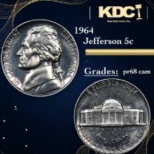 Proof 1964 Jefferson Nickel 5c Grades GEM++ Proof Cameo