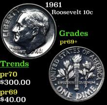 Proof 1961 Roosevelt Dime 10c Grades GEM++ Proof