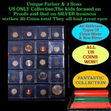 Unique Father & 2 Sons US ONLY Collection,The kids focused on Proofs and Dad on SILVER business stri