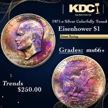 1971-s Silver Eisenhower Dollar Colorfully Toned $1 Grades GEM++ Unc