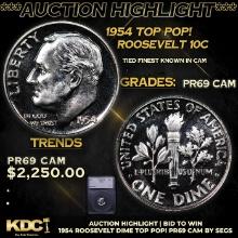 Proof ***Auction Highlight*** 1954 Roosevelt Dime TOP POP! 10c Graded pr69 CAM BY SEGS (fc)