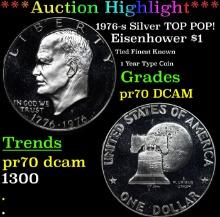 Proof ***Auction Highlight*** 1976-s Silver Eisenhower Dollar TOP POP! $1 Graded pr70 DCAM BY SEGS (