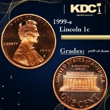 Proof 1999-s Lincoln Cent 1c Grades Gem++ Proof Red Deep cameo