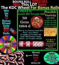 CRAZY Penny Wheel Buy THIS 1964-d solid Red BU Lincoln 1c roll & get 1-10 BU Red rolls FREE WOW Grad