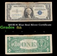 1957B $1 Blue Seal Silver Certificate Grades f+