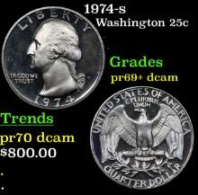 Proof 1974-s Washington Quarter 25c Grades GEM++ Proof Deep Cameo