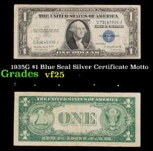 1935G $1 Blue Seal Silver Certificate Grades vf+ Motto