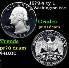 Proof 1979-s ty 1 Washington Quarter 25c Grades GEM++ Proof Deep Cameo