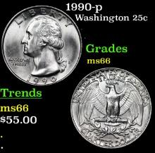 1990-p Washington Quarter 25c Grades GEM+ Unc