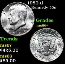 1980-d Kennedy Half Dollar 50c Grades GEM++ Unc