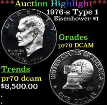 Proof ***Auction Highlight*** 1976-s Type 1 Eisenhower Dollar $1 Graded pr70 DCAM BY SEGS (fc)