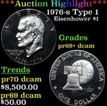 Proof ***Auction Highlight*** 1976-s Type 1 Eisenhower Dollar $1 Graded pr69+ dcam BY SEGS (fc)