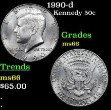 1990-d Kennedy Half Dollar 50c Grades GEM+ Unc