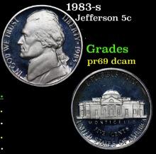 Proof 1983-s Jefferson Nickel 5c Grades GEM++ Proof Deep Cameo