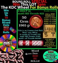 CRAZY Penny Wheel Buy THIS 1961-p solid Red BU Lincoln 1c roll & get 1-10 BU Red rolls FREE WOW Grad