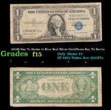 1935H Key To Series $1 Blue Seal Silver Certificate Key To Series Grades f+