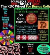 CRAZY Penny Wheel Buy THIS 1962-d solid Red BU Lincoln 1c roll & get 1-10 BU Red rolls FREE WOW Grad